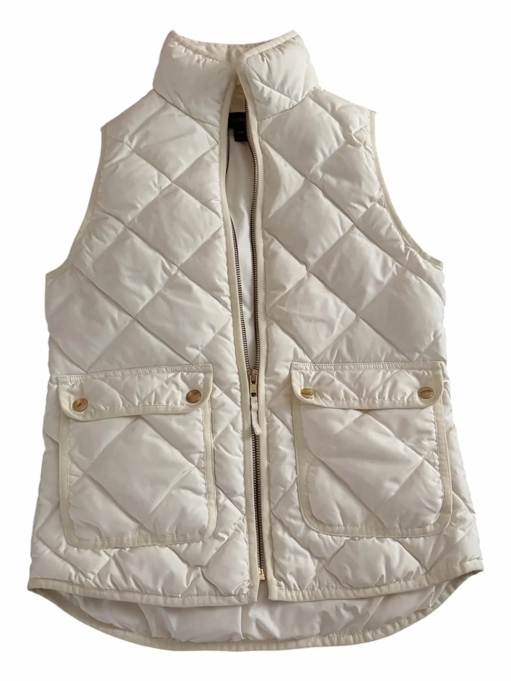 J. Crew Quilted Sleeveless Down Puffer Vest in Cream